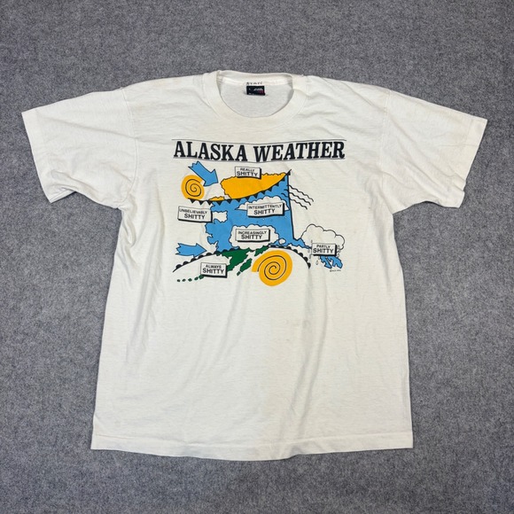 Fruit of the Loom Other - Vintage 1993 Alaska Weather Graphic T-Shirt Fruit of the Loom Best White Large